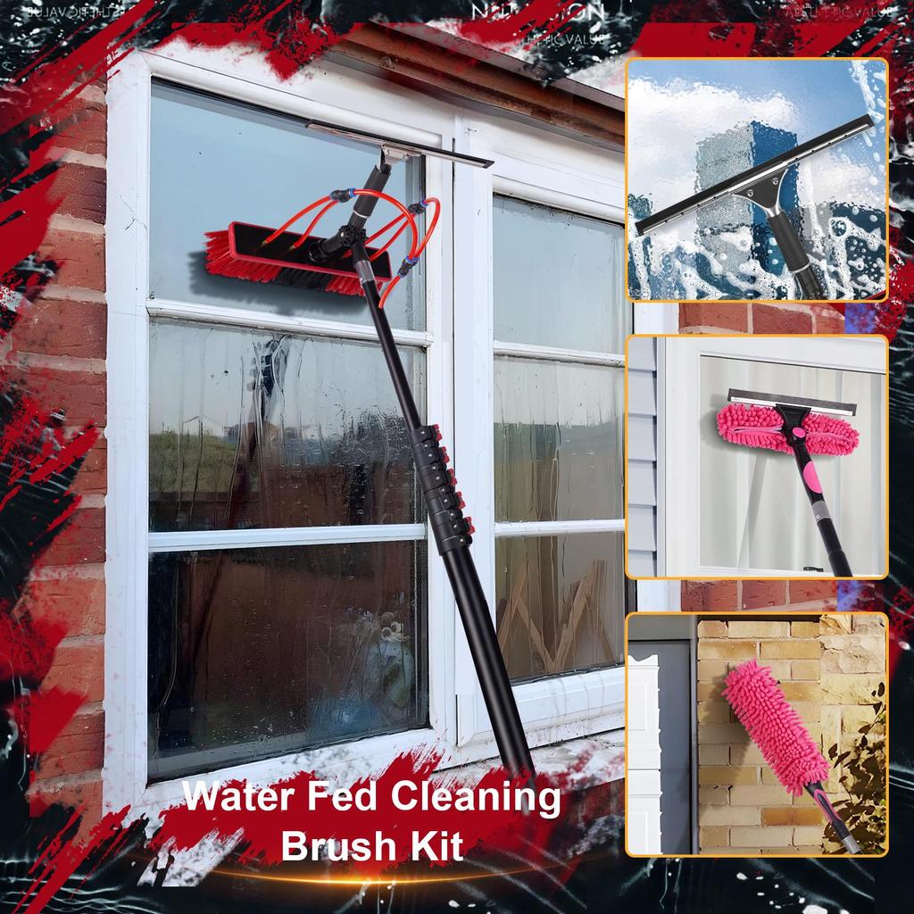 20-60 Ft Solar Panel & Window Cleaning Brush Kit