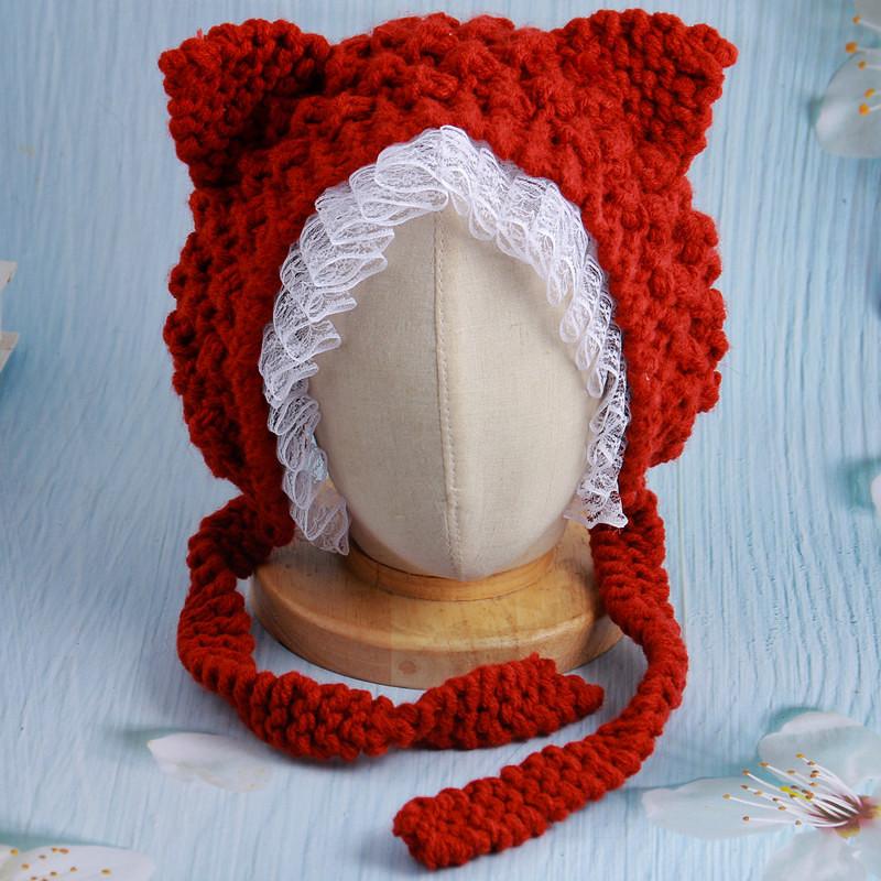 Newborn baby cute autumn and winter warm lamb wool anti-droplet hat mask removable protective hat
