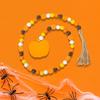 Rustic Wooden Bead Garland with Acorn Tassel and Pinecone Tag Autumn Tiered Tray Decor Hanging Ornaments for Fall Harvest Theme