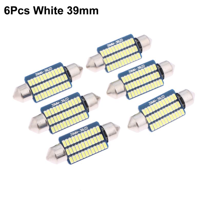 6Pcs C5W Led Bulbs Canbus Festoon Led For Car Interior Dome Trunk License Plate Lights 12V 300Lm 6500K White