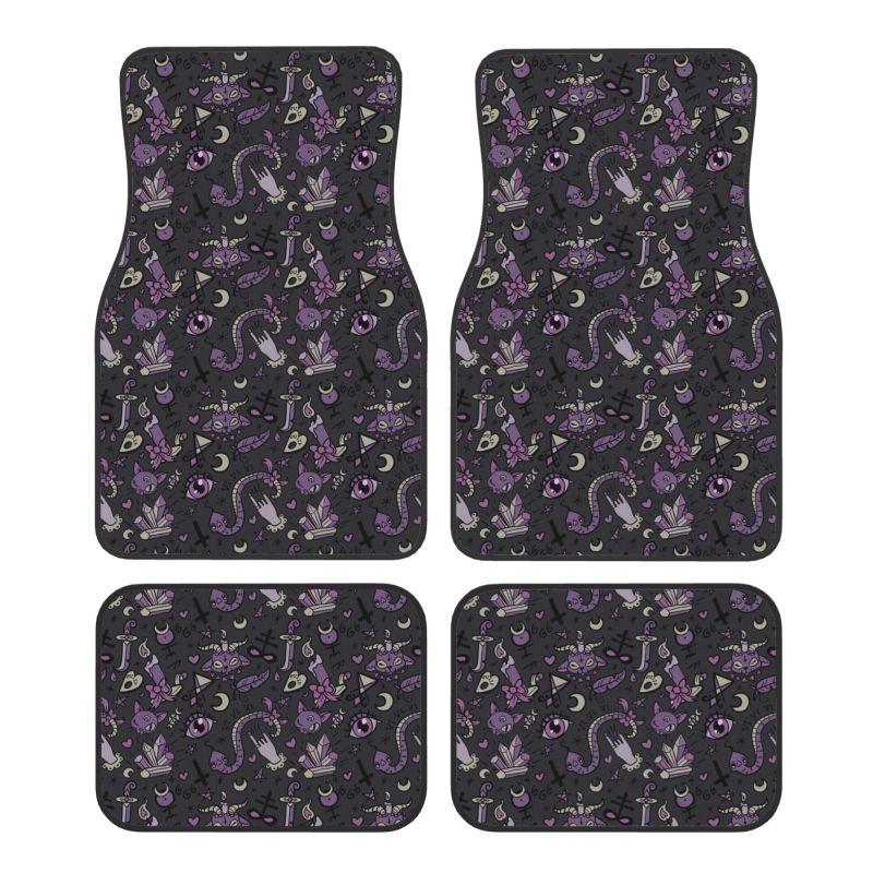 

Magic Goth Spooky Gray Purple Car Floor Mats Set of 4 Pcs Auto Front and Rear Foot Mats Universal Car Accessories for Auto Truck 4pcs