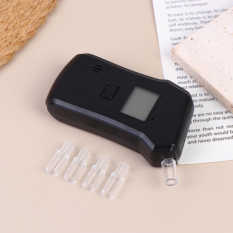 Digital Lcd Breath Alcohol Tester Portable Breathalyzer Detector For Drunk Driving Test With 5 Replaceable Mouthpieces