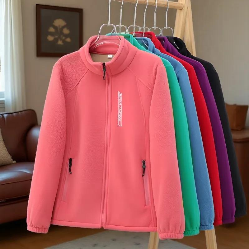 Herbst- und Winter-Polarfleecejacke Damen Dick Lässig Locker Pullover Stehkragen Kurz Fleece Warmes Oberteil