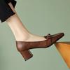 French Vintage High Heel Single Shoes Women's 2026 Spring Autumn New Style Bow Thick Heel Square Head High Heel Shoes Women's