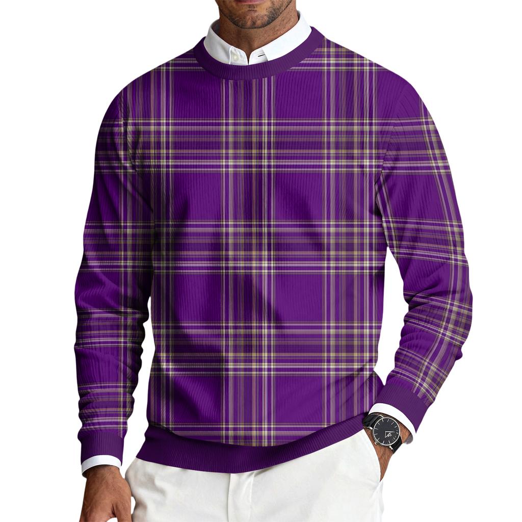 Men's Round Neck Long Sleeve Ribbed Knit Pullover