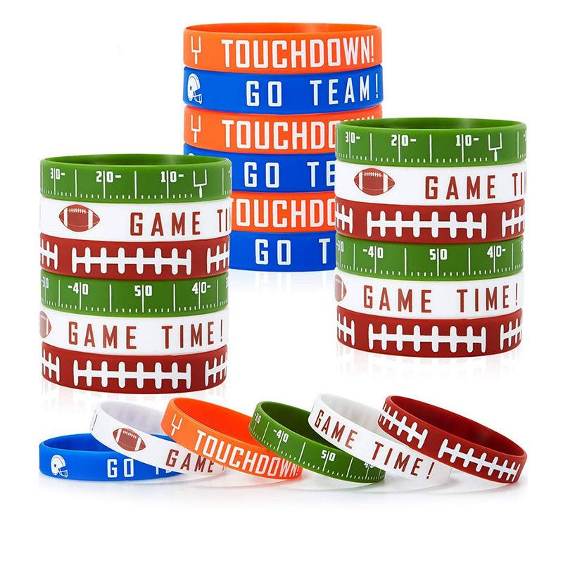 Ballspiele Themenparty Geschenke Gummiarmband Fußball Basketball Rugby Baseball Softball Volleyball Hockey Silikonarmbänder