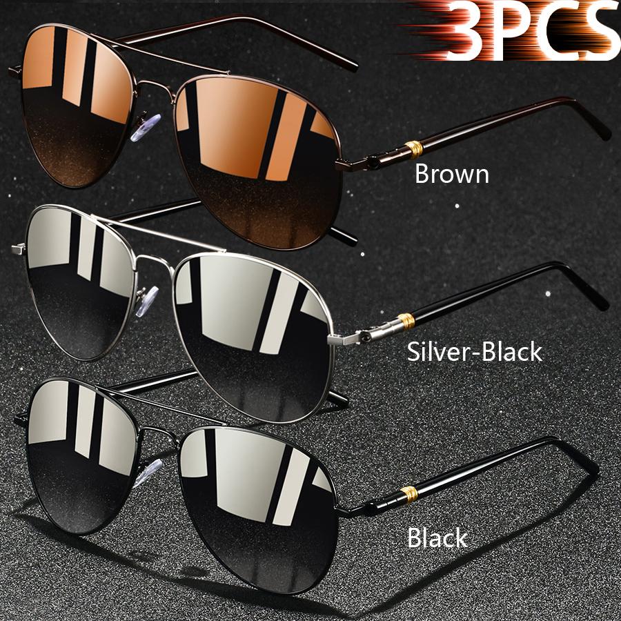 1PCS Vintage Ellipse Metal Frame Pilot Sunglasses Men Women UV400 Night Vision Fishing Driving Eyewear