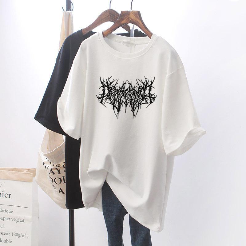 Plus Size  Girl T-shirt Women Slimming High Sense Tee Belly Covering Oversize O-neck Short Sleeve Top