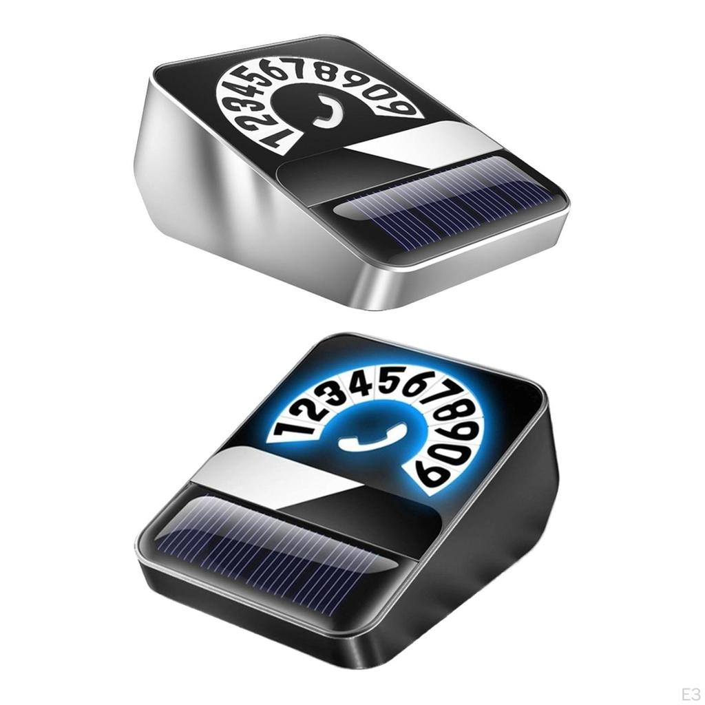 Car Phone Number Card Parking Plate Solar Powered Auto Accessories Temporary