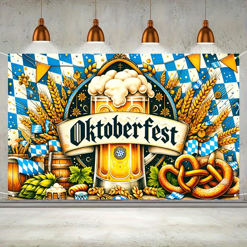 Oktoberfest Theme Banner 1 Piece - Traditional German Celebration Background, Beer and Pretzel Design