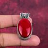 Roter Koralle Handgemachter Edelstein Anhänger, 925 Sterling Silber Anhänger Antiker Schmuck, Für Verlobungsgeschenk