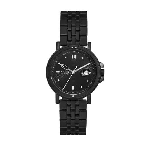 Skagen Men's Signatur Sport Three-Hand Date Black Stainless Steel Watch, SKW6920