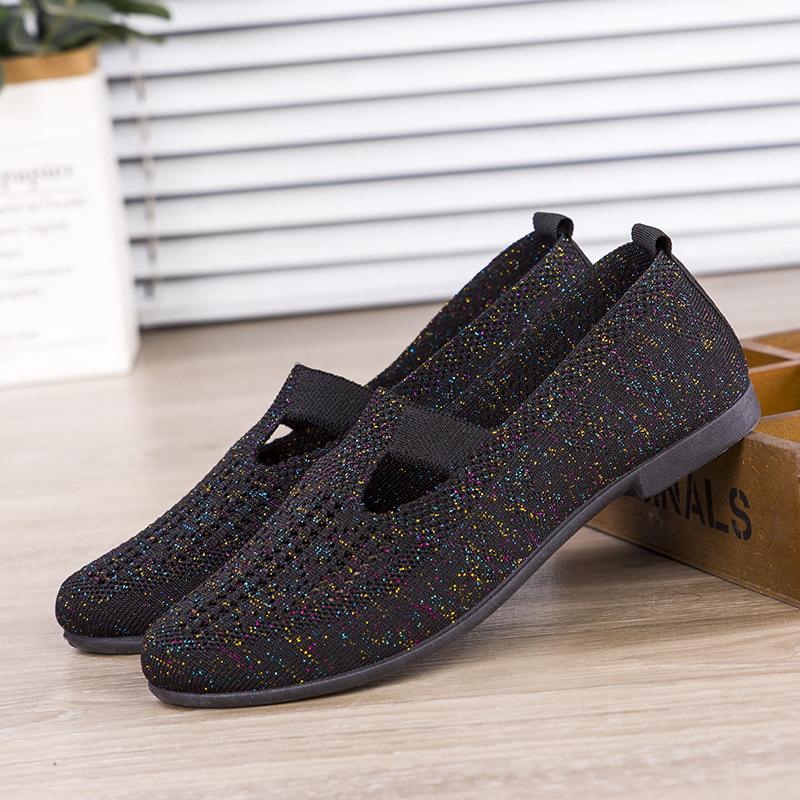 Summer new fly-woven women's shoes breathable and comfortable middle-aged mother shoes fashion casual shoes women's commuter elastic women's shoes