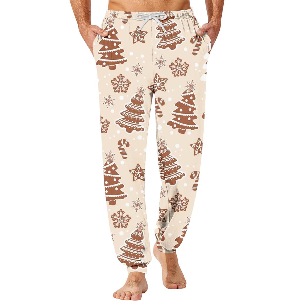 Men's Christmas Printed Thermal Pajama Pants for Winter Sleepwear