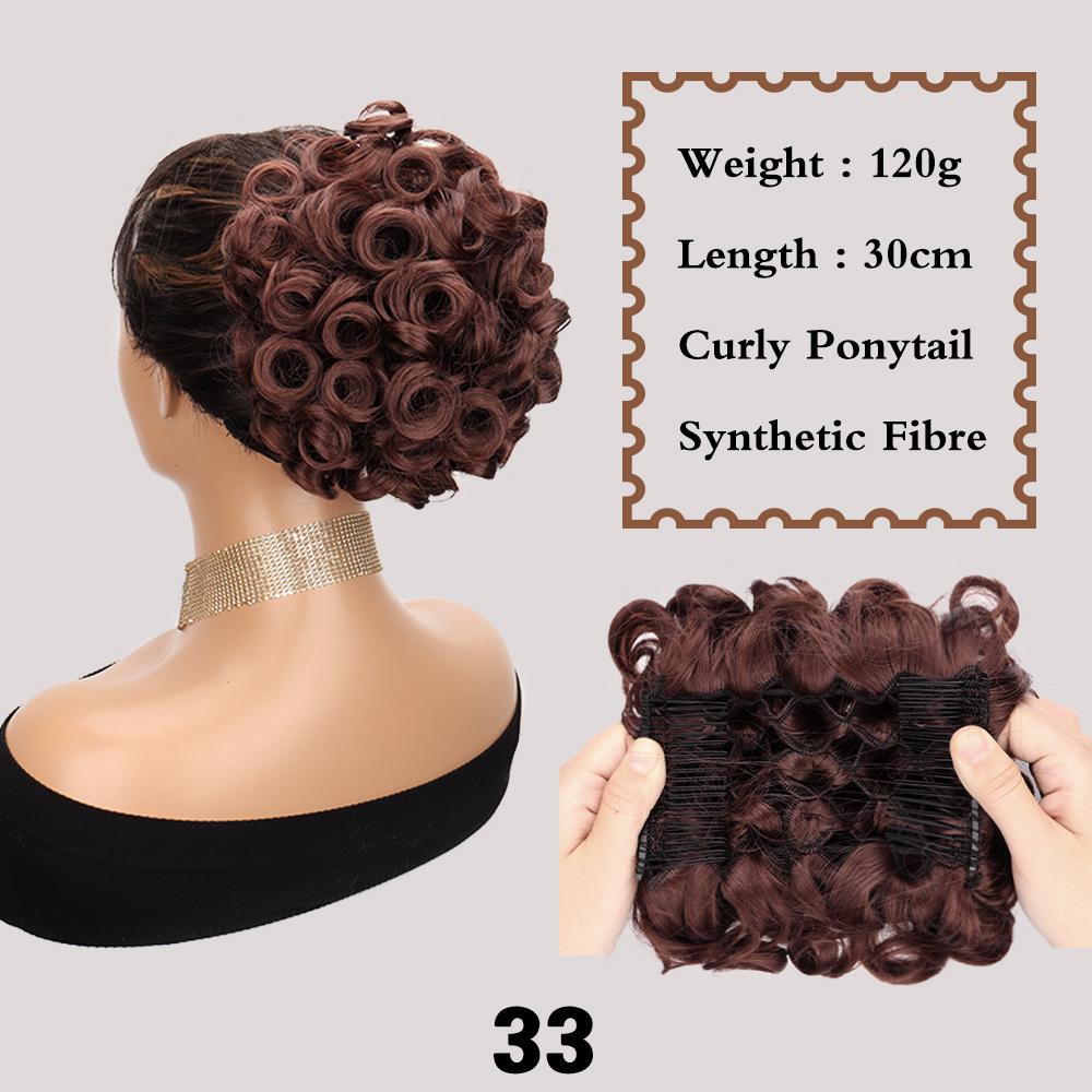 Synthetic Combs Messy Bun Hair Piece Curly Dish Hair Extension Thick Chignon Hairpiece Clip In Ponytail Scrunchies Hair Pieces For Women Wear
