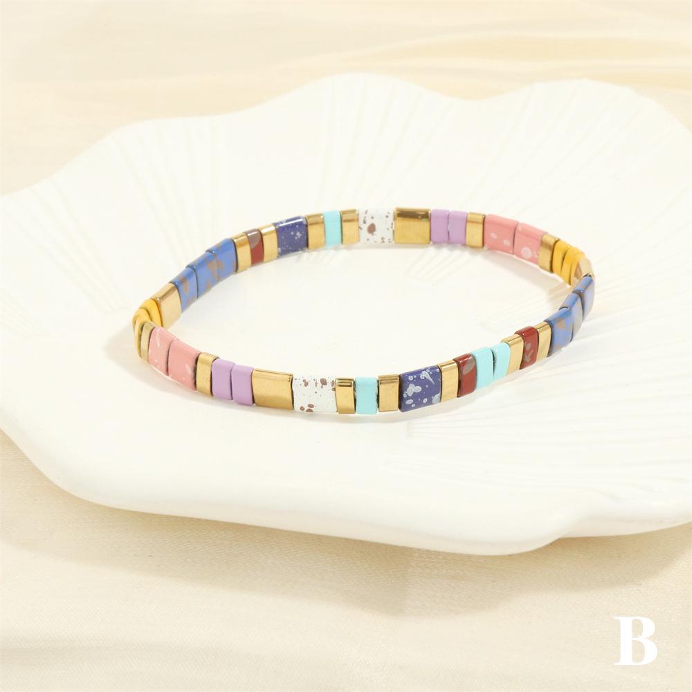 Retro TILA Beaded Bohemian Bracelet - Hand-Woven Elastic Design for Women