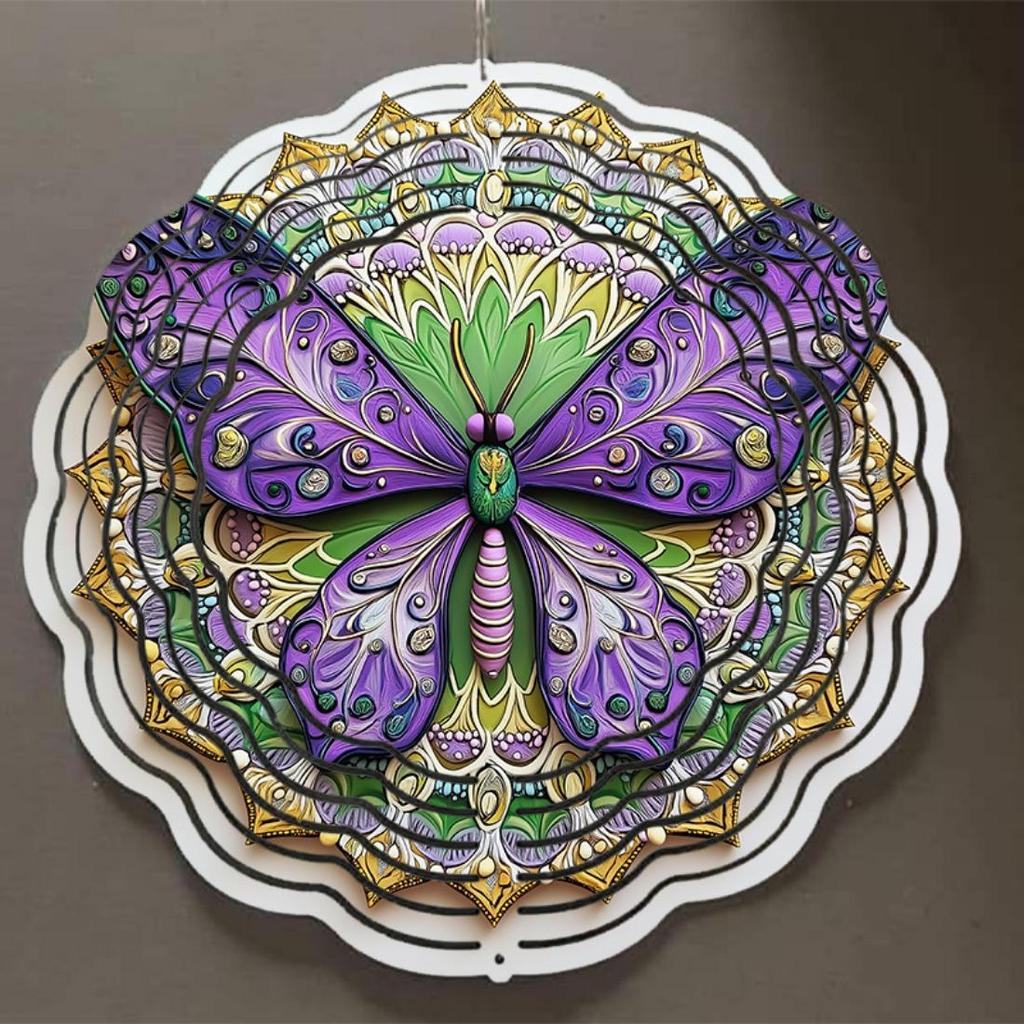 10-Inch Animal & 2D Mandala Wind Chimes, Rotating Outdoor Decor, No External Power Needed - Perfect Gift for Animal Lovers, Dynamic Effect