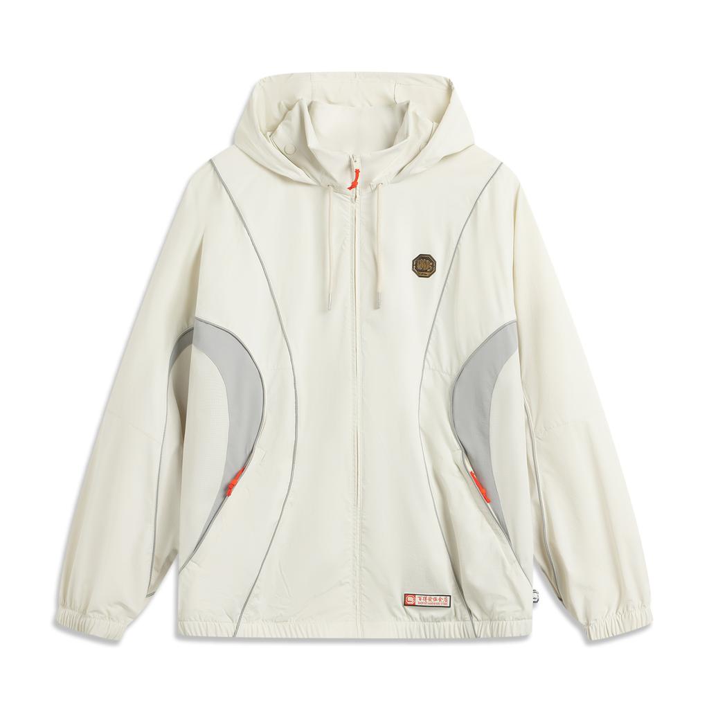 Li-Ning Basketball Series Color Block Letter Zipper Hooded Breathable Versatile Sports Jacket Men Jackets Light-Pink Gray AFDVG23-1