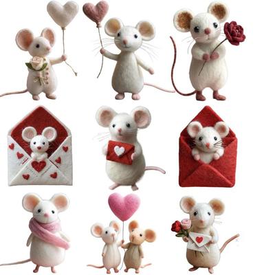 Handmade Needle Felted Mouse Craft Needle Felting Supply Mouse Collectible Home Decor