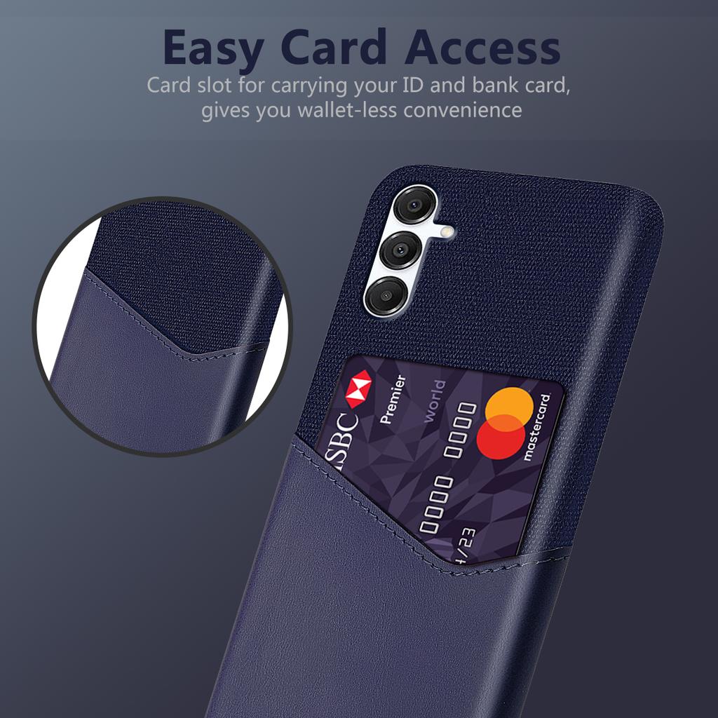 For Samsung Galaxy A17 5G/A17 4G Case PU Leather Cloth Texture Hard PC Phone Cover with Card Holder