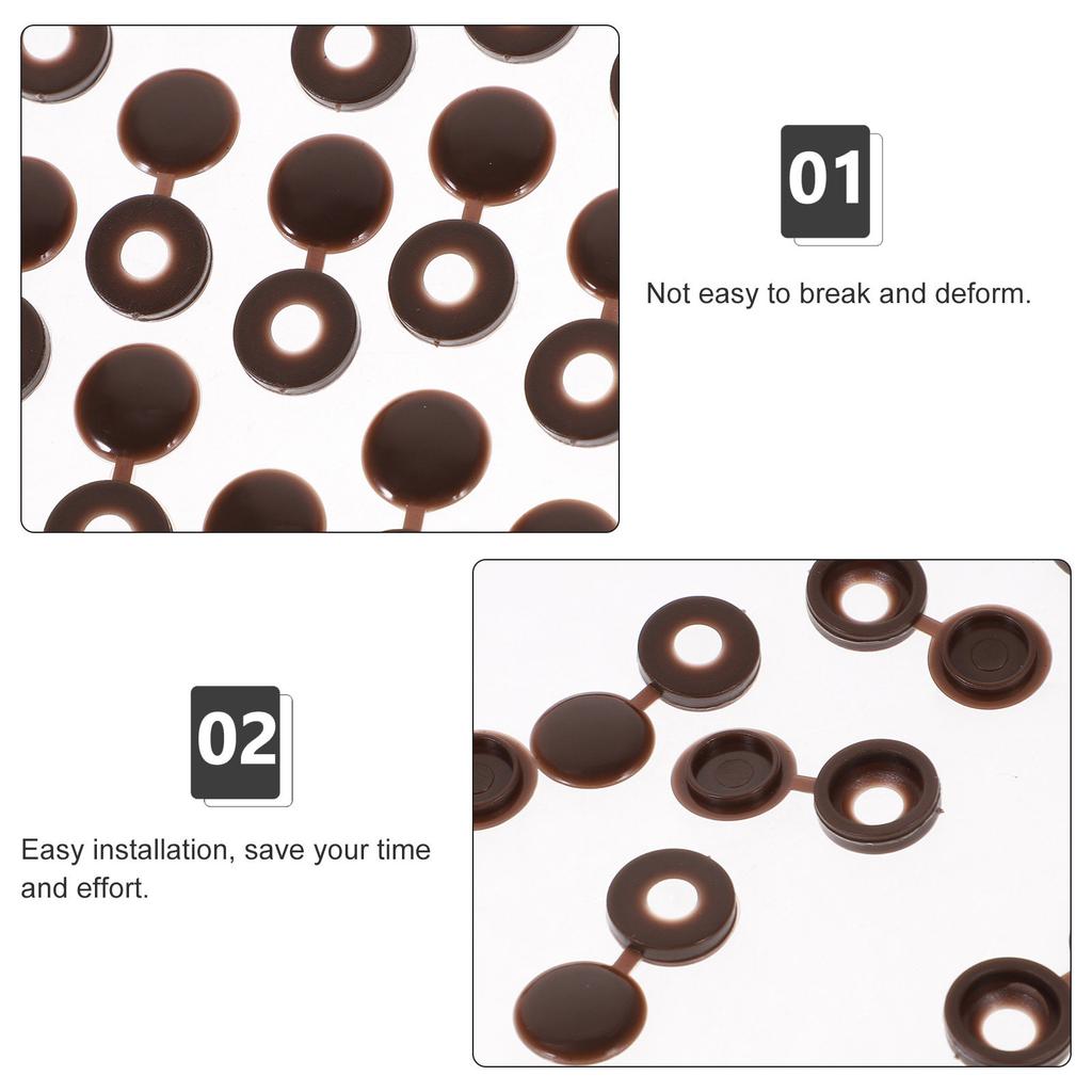 100Pcs Brown Screw Covers Caps for Furniture PP Material Uv Water Resistant Tough Flexible Screw Hole Covers