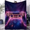 Neon Pink Gaming Tech Controller Fleece Throw Blanket Warm Soft Street Trend Plush for Adults Bedroom for Living Room Home Decor