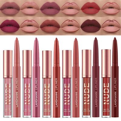 Lipstick Makeup Set 12pcs: 6 Velvet Matte Liquid Lipsticks + 6 Lip Liner Pencils, Waterproof Long-Lasting Pigment Lip Gloss Kit, Lip Makeup Gift