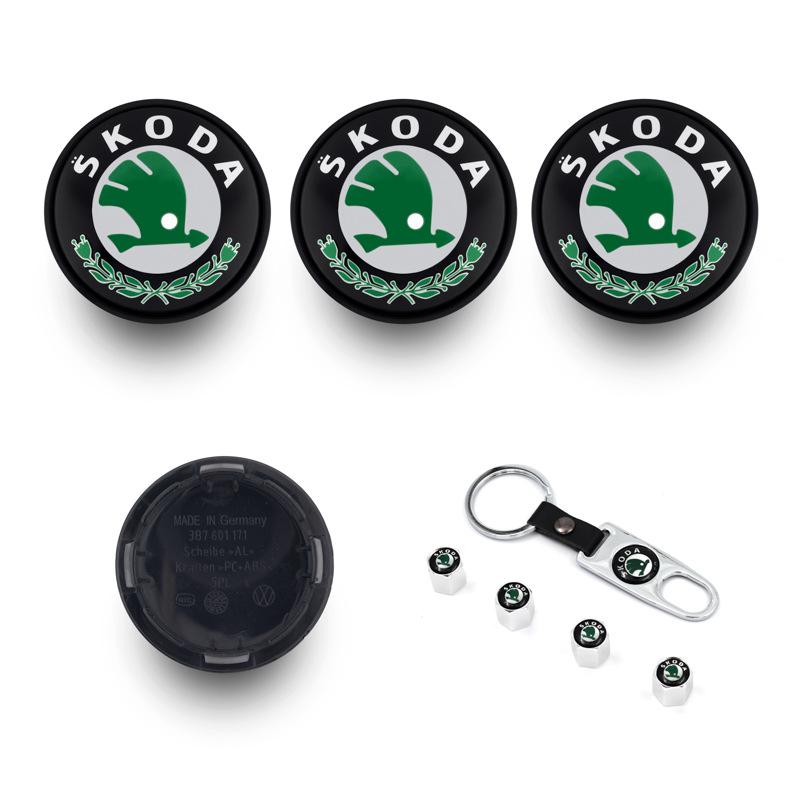 Compatible 56MM Wheel Hub Caps for Skoda: Rapid, Kamiq, Karoq, Superb - Center Logo Caps