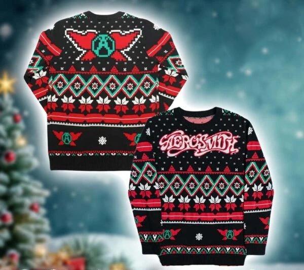 Aerosmith Фирменный Логотип Праздничный S5XL Уродливый Рождественский Свитер Унисекс Футболка С Принтом L