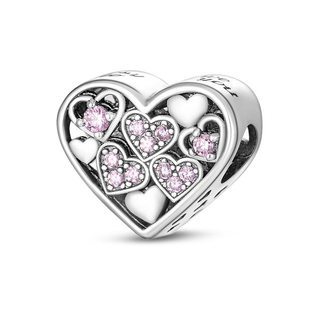 925 Sterling Silver Heart Paw Animal Clear Snowflake Sparkling Crown Pumpkin Charm Bead Fit Original Fashion Bracelet