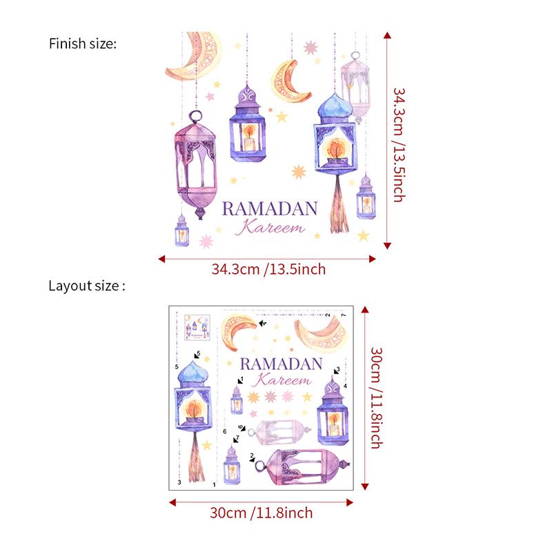 Eid Mubarak Wall Stickers Ramadan Decoration Window Sticker Eid Mubarak Decor 2025 Ramadan Kareem Islam Muslim Party Supplies
