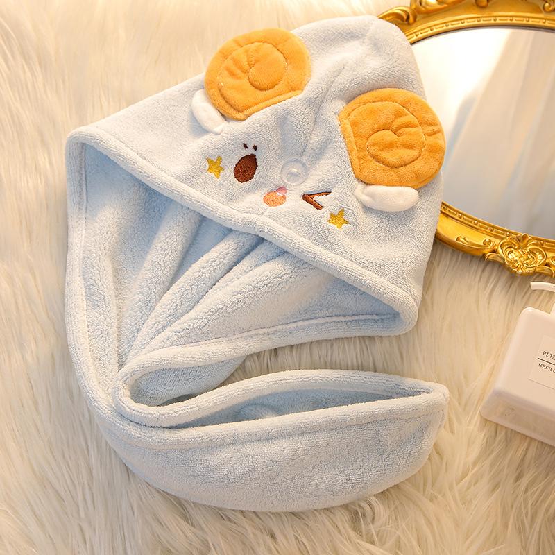 

Мультяшная Овечка Звезда Очищающая и Снимающая Макияж Вышитая Треугольная Абсорбирующая Шапочка для Сушки Волос 63*25CM синий