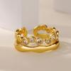 Stal Nierdzewna Pierścionek Korona dla Kobiet Pozłacany 18K Regulowany Odporny na Korozję Unikalny Design Idealny do Codziennego Noszenia Prezent