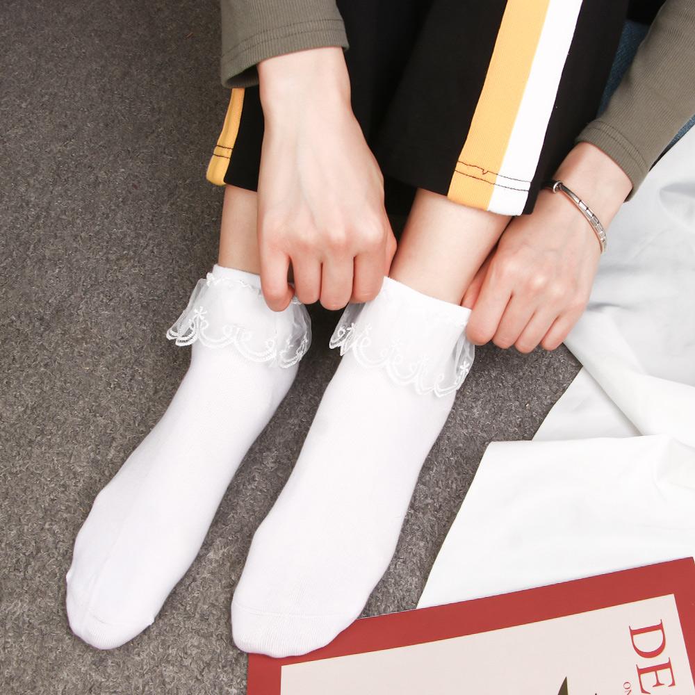 Retro Soft Cotton Ruffle Girls Lace Short Socks Frilly Ankle Socks Princess Socks