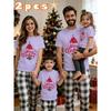 2026 Family Two-Piece Leisure Set, Breathable Short Sleeve Tees & Slim-Fit Plaid Pants