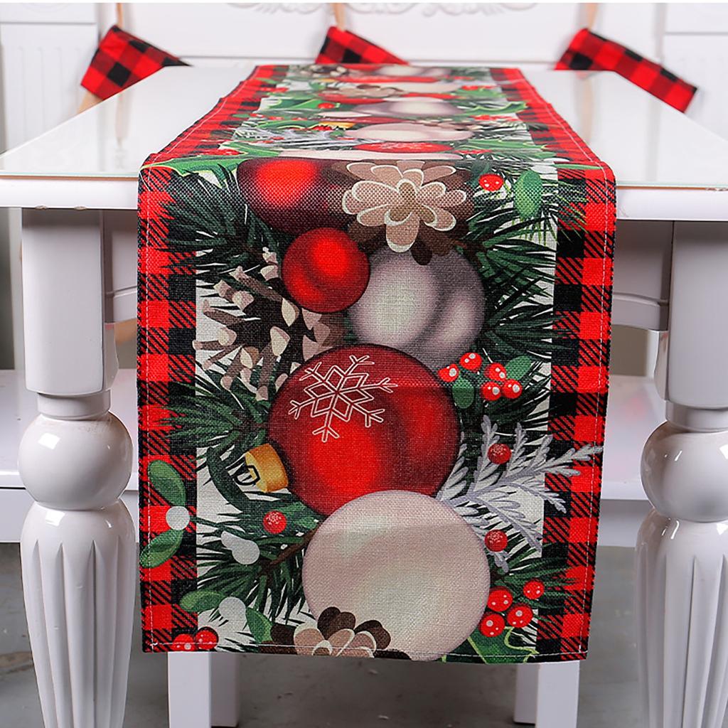 Christmas Imitation Linen Table Runner Classic Christmas Tablecloth Living Room Kitchen Christmas Decorations