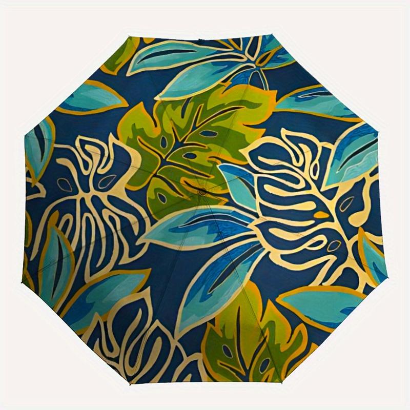 

1pc Tropical Leaves Automatic Open/Close Umbrella, Ideal Fan Gift for Birthday, Christmas, Trendy Fashion yy250828077