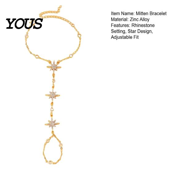 Long-lasting Shine Bracelet Eight-pointed Star Mitten Bracelet, Adjustable Chain Zinc Alloy Sexy Temperament Accessory Sparkling for