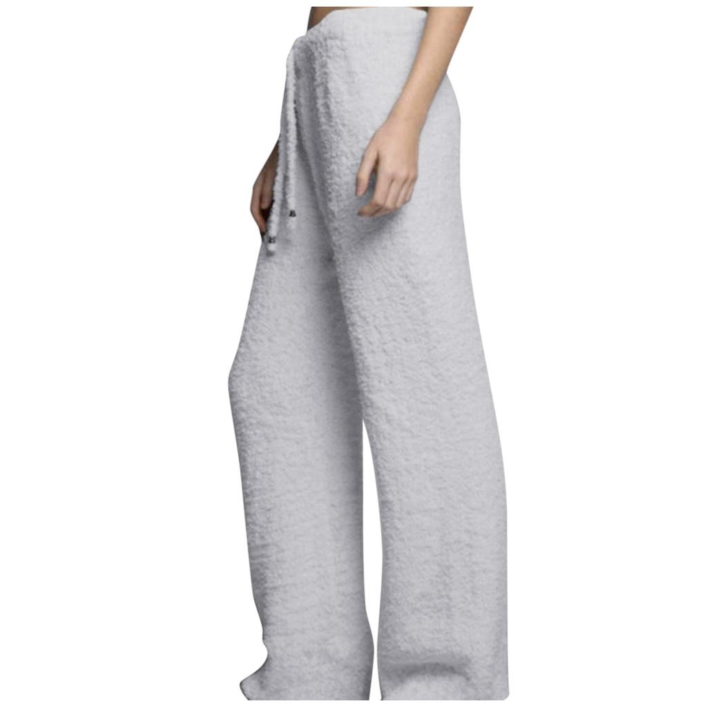 Women's Fashion Leisure Solid Color Drawstring Loose Comfortable Warm Plush Pants