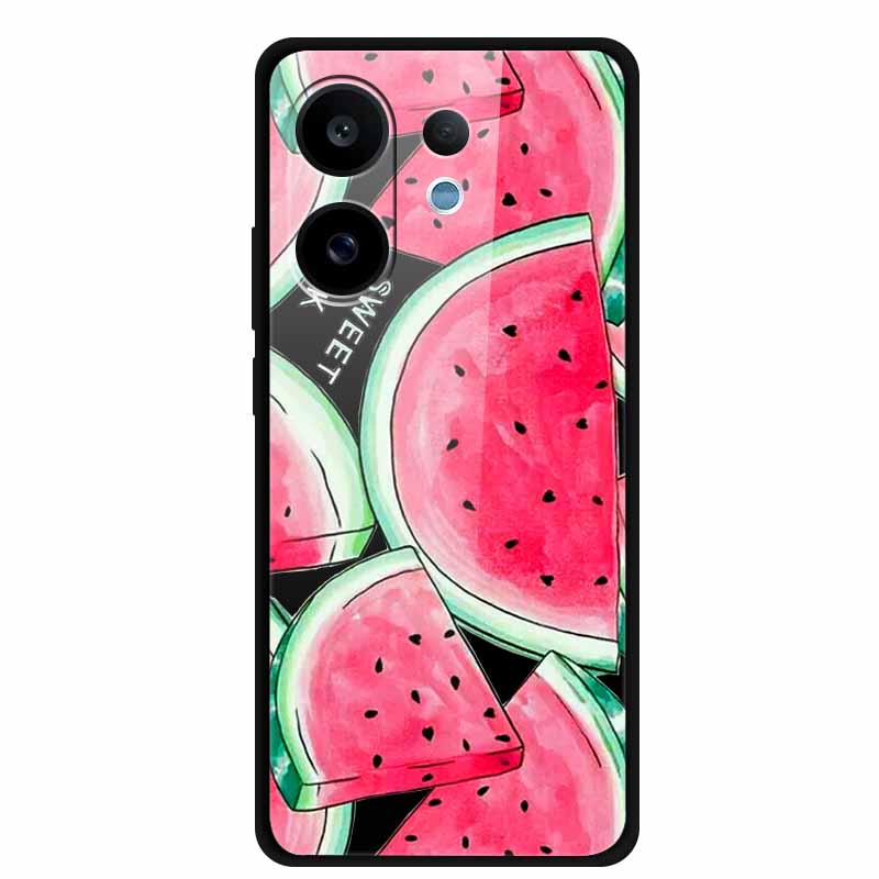 Tempered Glass Case For Vivo V60 2025 Phone Case 6.77" Cartoon Cats Hard Back Cover Soft Bumper For Vivo V60 5G Case V 60 Fundas