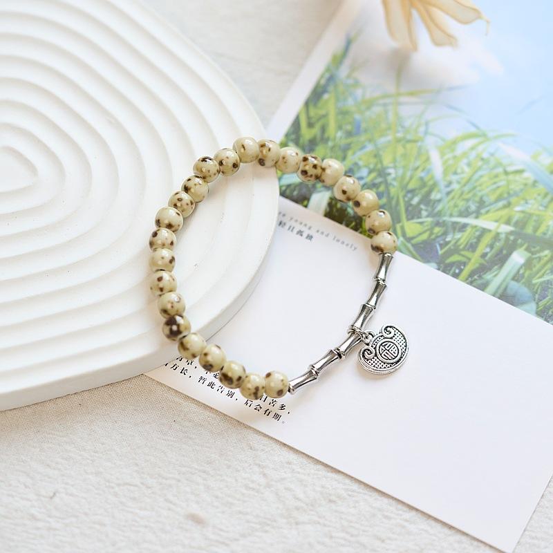 Original Design New Chinese Jingdezhen Ceramic Bracelet Student Literary Bamboo Arrival Porcelain Bead Bracelet Female Wholesale