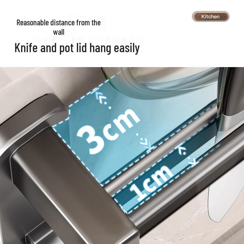 Zhaoran Gunmetal Grey Kitchen No-Punch Double Hanging Rod