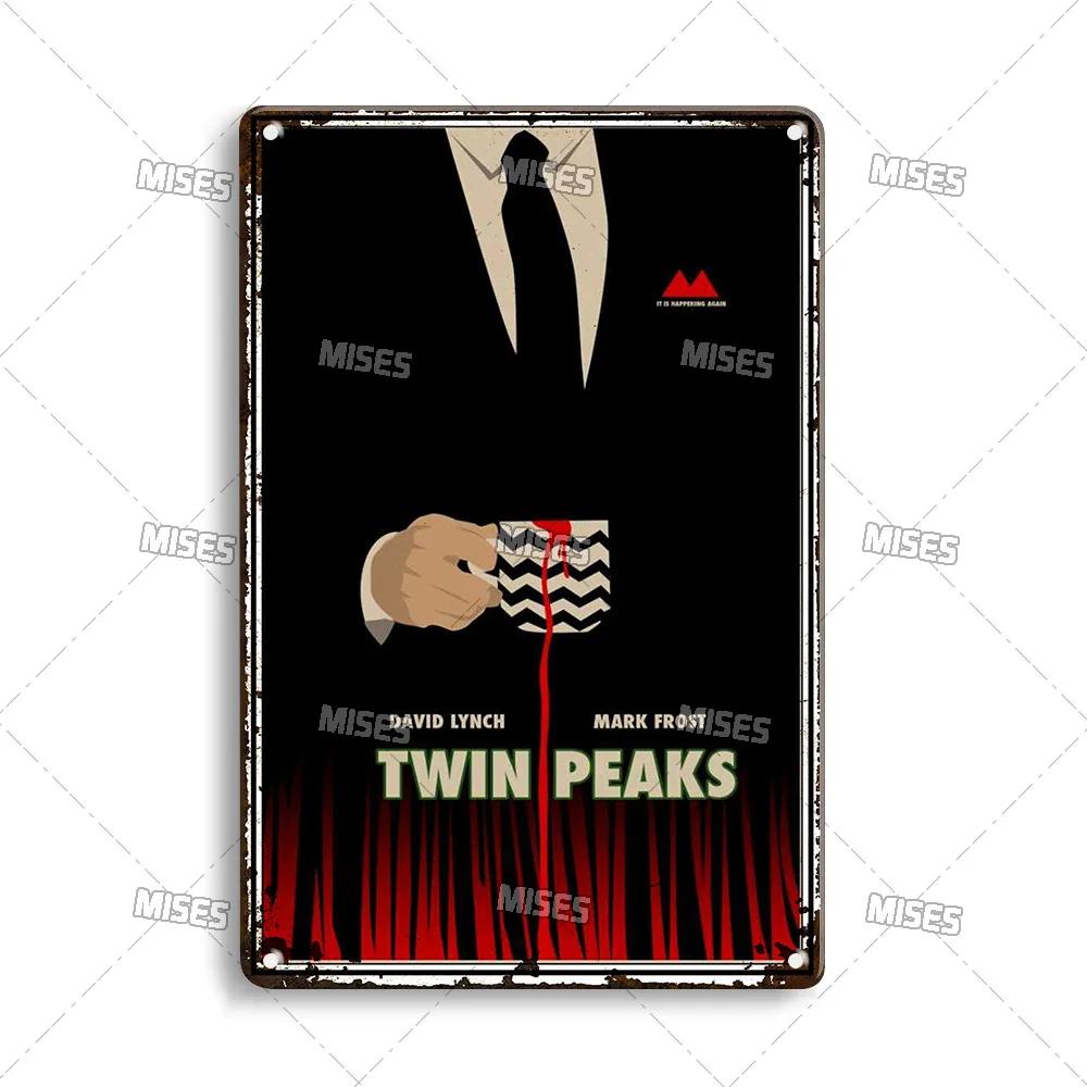 MISES Twin Peaks Classic TV Metal Sign Rusty Metal Poster Man Cave Garage Club Industrial Decor Decorative Plate Metal Plaque