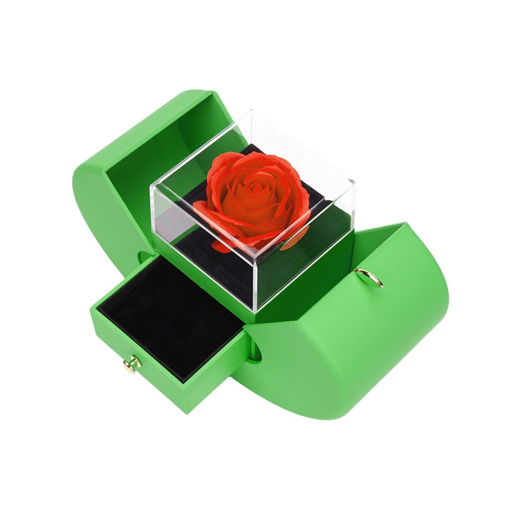 Creative Rose Jewelry Box with Drawer and Transparent Cover Gift Box with Gift Bag for Storage and Display of Rings Earrings and Small Accessories