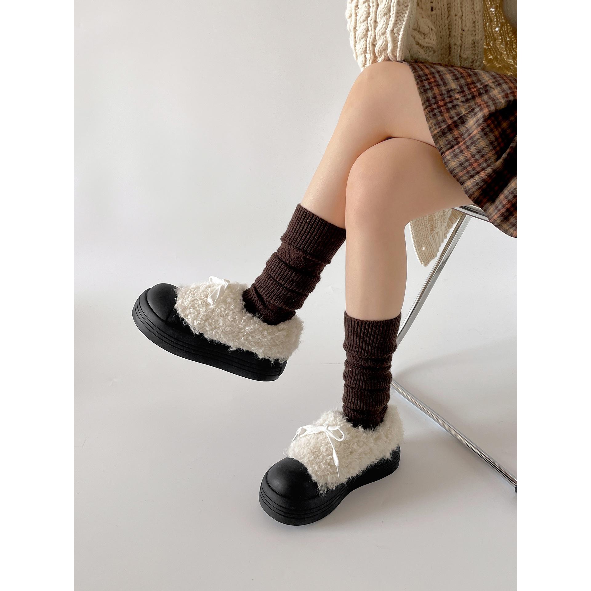 Wang Fan retro thick-soled fluffy snow boots winter piled and thickened warm cotton shoes 35