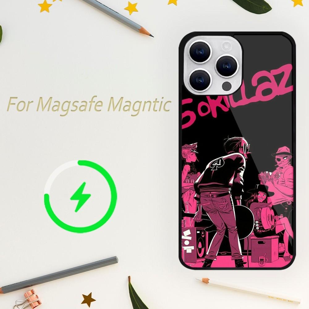 

Чехол для телефона Rock Band Gorillaz для iPhone 15 14 13 12 11 Plus Pro Max Magsafe с магнитной беспроводной зарядкой iPhone12promax