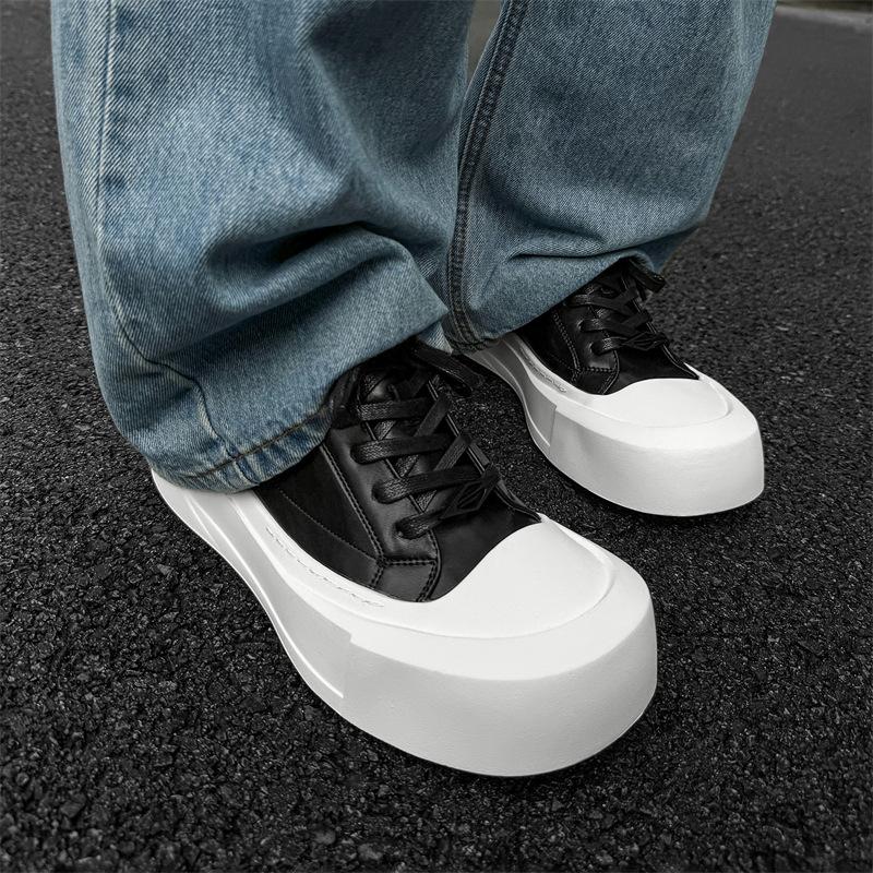 

Туфли дерби, нишевая толстая подошва, повседневная обувь для сноуборда, мужские туфли для поездок на работу, белые туфли, черно-белые туфли с круглым носком 66642-M 38 чёрный