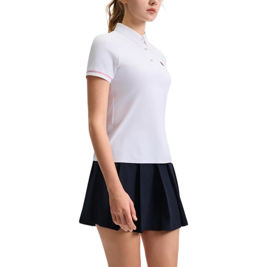 FILA Athletics Tennis Series Fashion Casual Versatile Sports Knit Short Sleeve Polo Shirt Women Polo Shirts Jade-White A11W523104F-WT