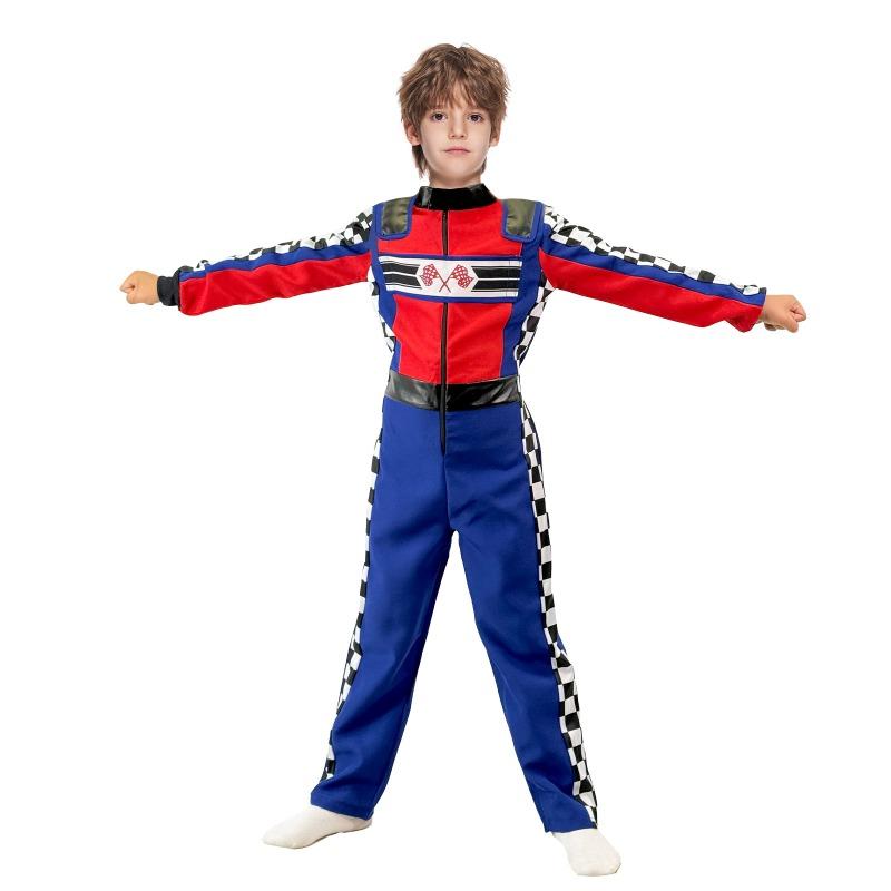 2025 New Boy's Race Car Driver Costume for Party Boys Halloween Finish Line Racer Outfits Carnival Easter Purim Fancy Dress