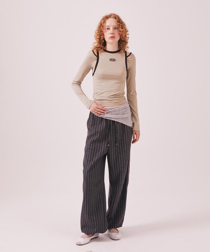 Minasu Stretch Layered T Shirt_Beige